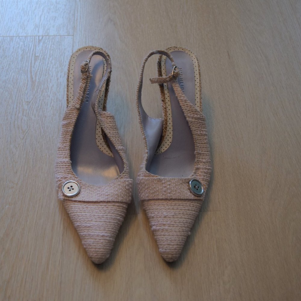 Blush Millennial Pink Tweed Kitten Heels - Picture 2 of 7